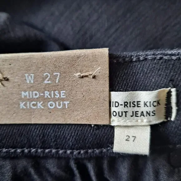 NWT Madewell Kick Out Crop Jeans Mid Rise Flare Leg Black Rinse Wash Size 27 - Picture 11 of 16